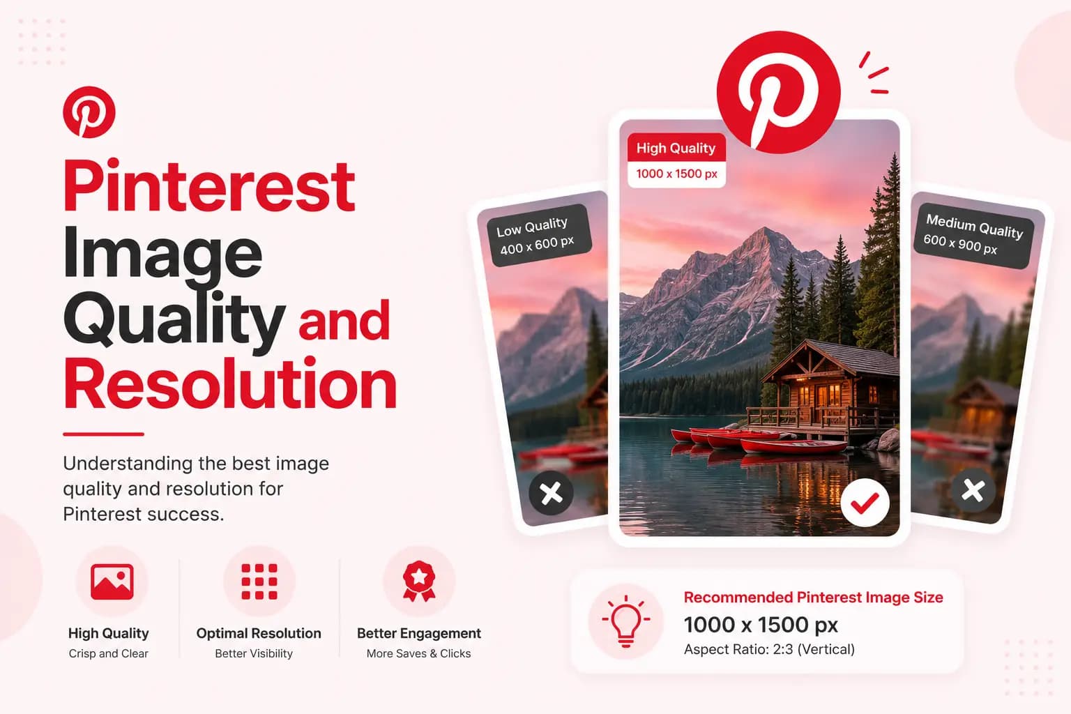 Comparison of low, medium, and high quality Pinterest image downloads at different resolutions